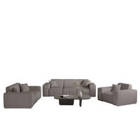SOFASET Celes Premium 3-2-1 Stoff Scala - Taupe, Holzwerkstoff/Textil (225/73/88cm) - Fun Möbel