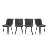 STÜHLE 4er-Set aus gesteppstem Stoff mit Metallfüßen 62/49,5/48 cm - Dunkelgrau, Textil (62/49.5/77.5cm) - Calicosy