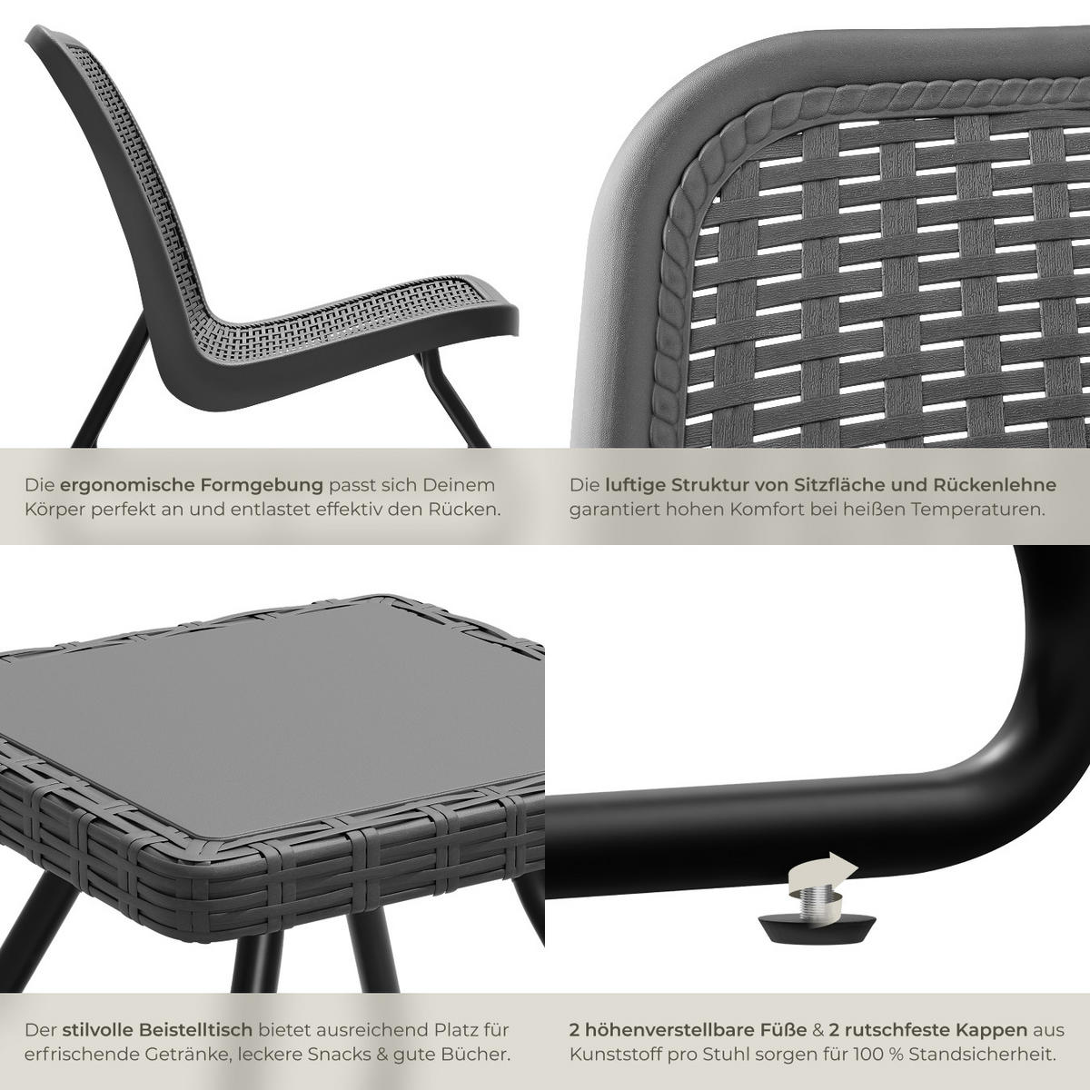 SITZGRUPPE Modica,Belastbarkeit Stuhl 120 kg, Schraubfüße,grau - Grau, Naturmaterialien/Textil - tectake