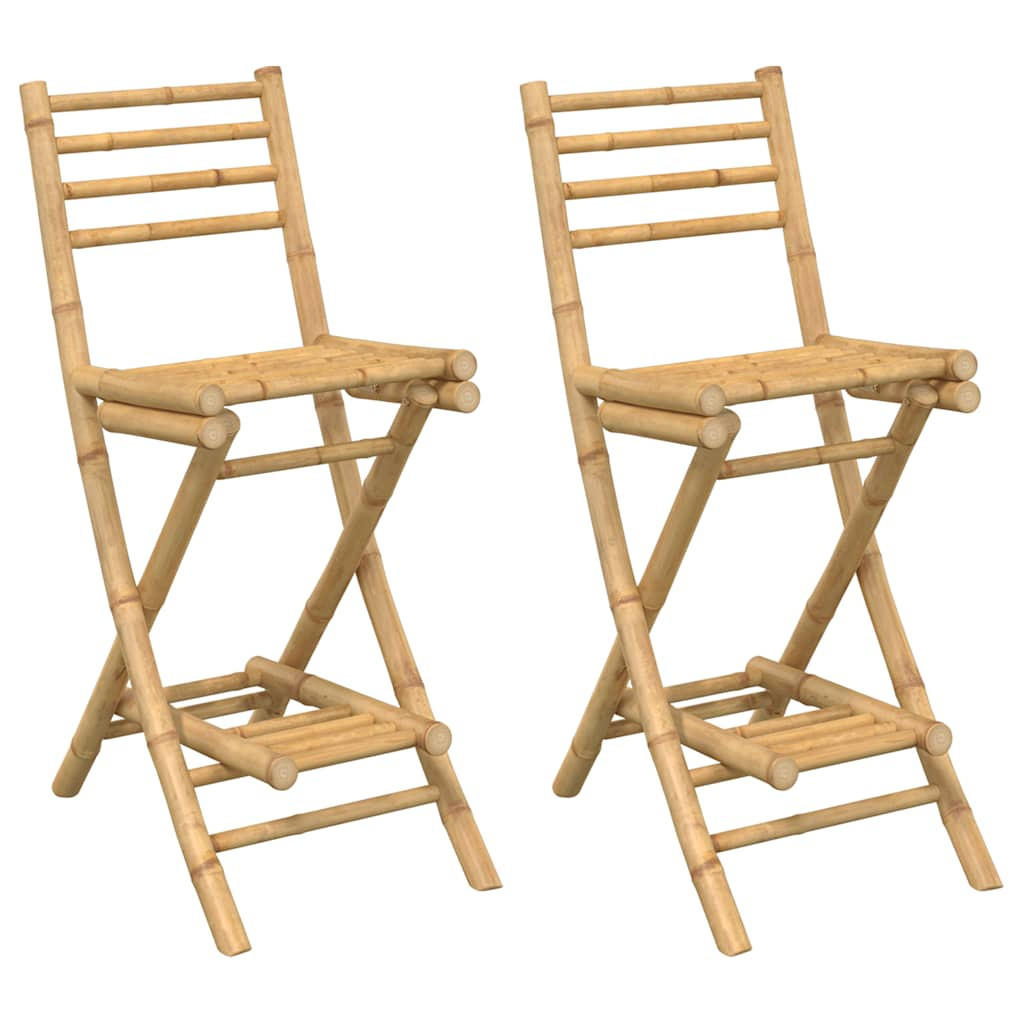 OUTDOOR-BARHOCKER Mit Fussstützen 2 Stk. KlaPPbar Bambus - Braun, Naturmaterialen (57.5/97/40cm) - vidaXL