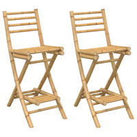 OUTDOOR-BARHOCKER Mit Fussstützen 2 Stk. KlaPPbar Bambus - Braun, Naturmaterialen (57.5/97/40cm) - vidaXL