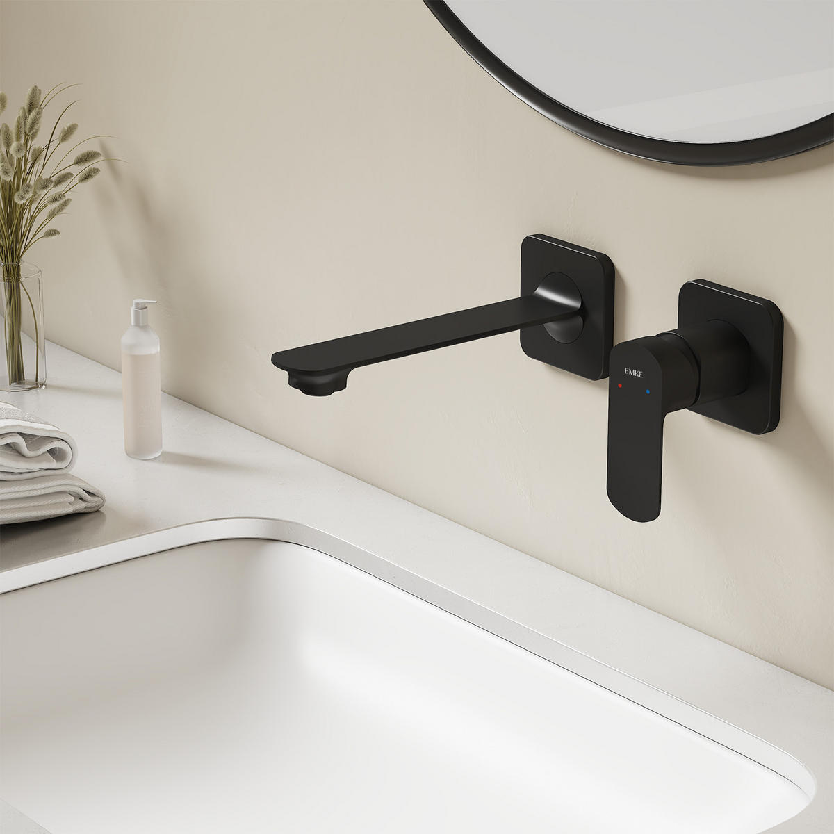 WASCHTISCHARMATUR Modular Ventilkernzertifizierung Messing Schwarz Matt - Schwarz, Metall (12.7/11/23.3cm) - EMKE