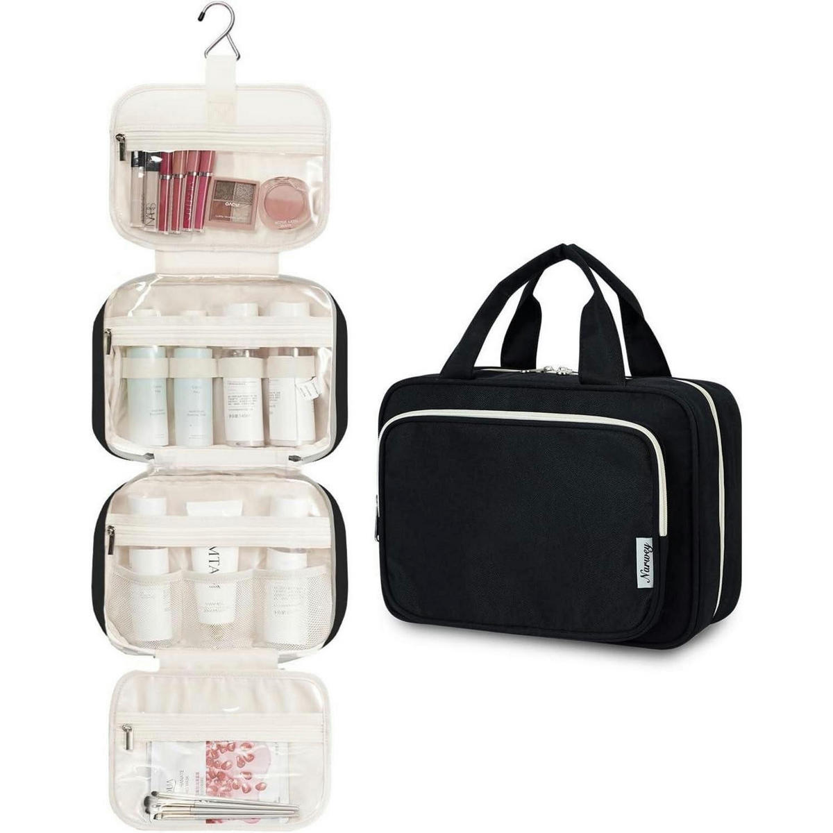 KULTURTASCHE zum Aufhängen Schwarz Medium - Schwarz, Textil (5/5/1cm)