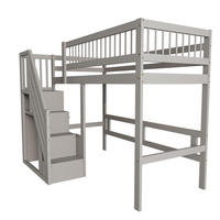 HOCHBETT 90/200 cm mit Stauraumtreppe, grau aus Holz - Grau, Holz (90/200cm) - MIVRAY