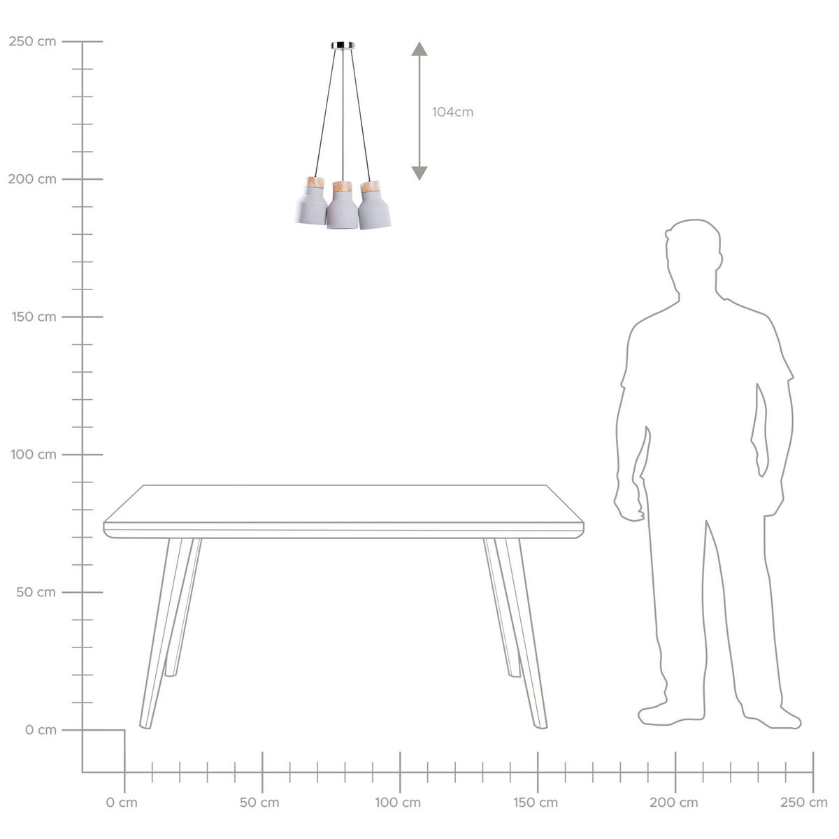 HÄNGELEUCHTE Baht 12/12/19 cm - Grau, Stein (12/36/19cm) - Beliani
