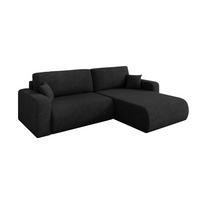 ROHOVÁ SEDAČKA s funkcí spaní, otoman vpravo BERY-L 276x193x88 černá velur - černá, kompozitní dřevo/textil (276/193cm) - ALTDECOR