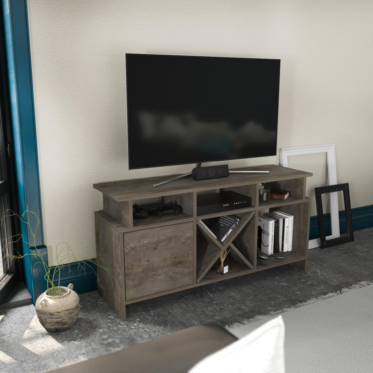TV-ELEMENT Auburn Wenge - Graubraun, Holzwerkstoff (120/60.6/29.6cm)