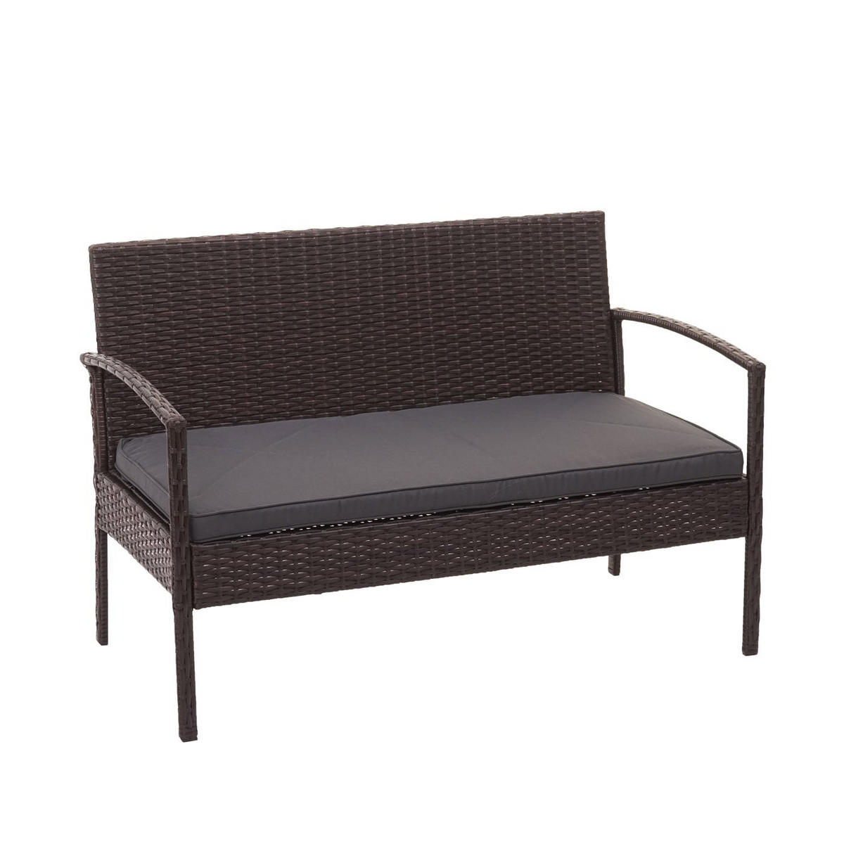 LOUNGE-SET Garten Braun Kissen Dunkelgrau - Braun, Metall - PROREGAL