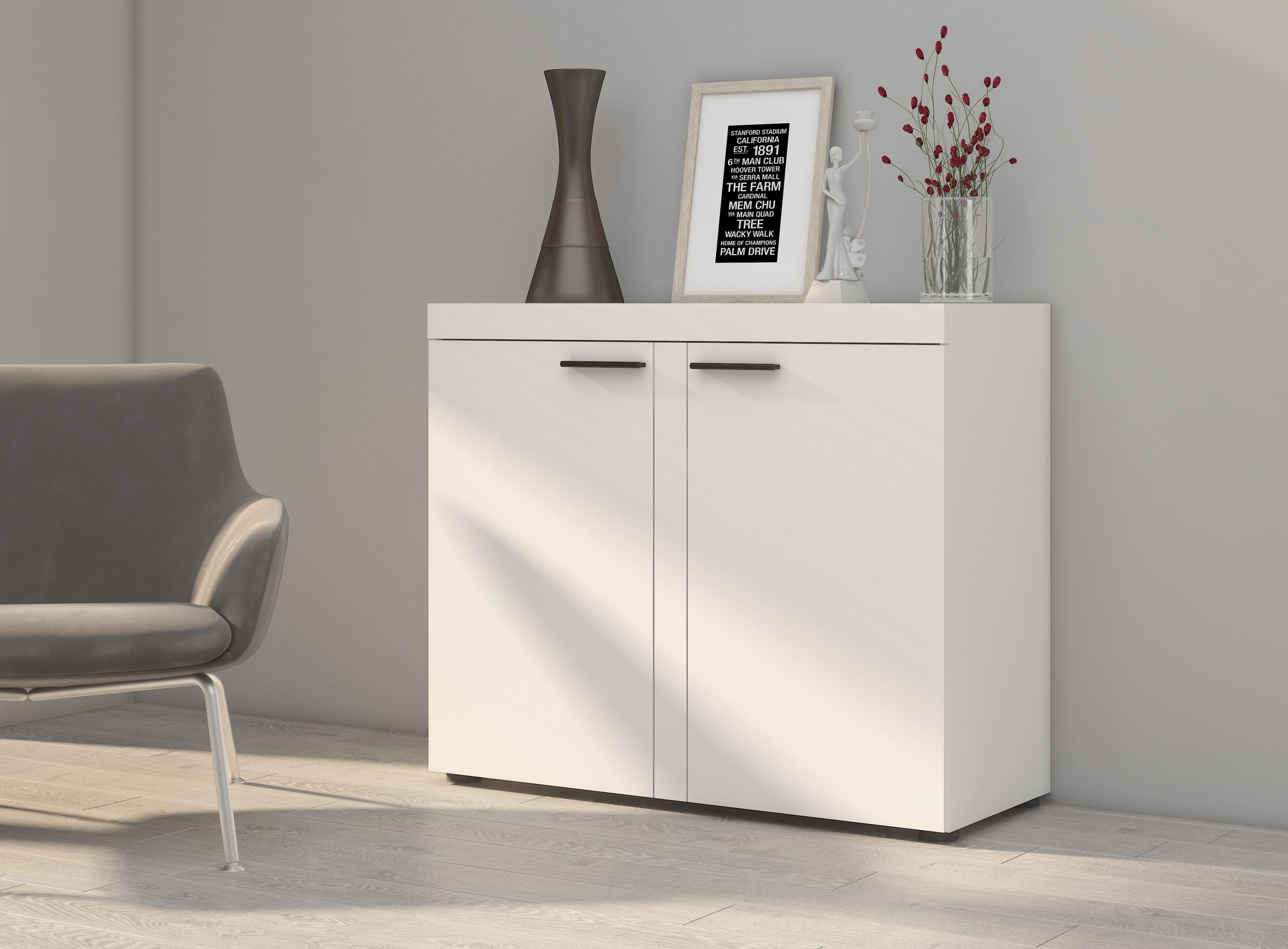 SIDEBOARD OKTAWIA 2F - Weiß, Holzwerkstoff (97/80/40cm) - Meblini