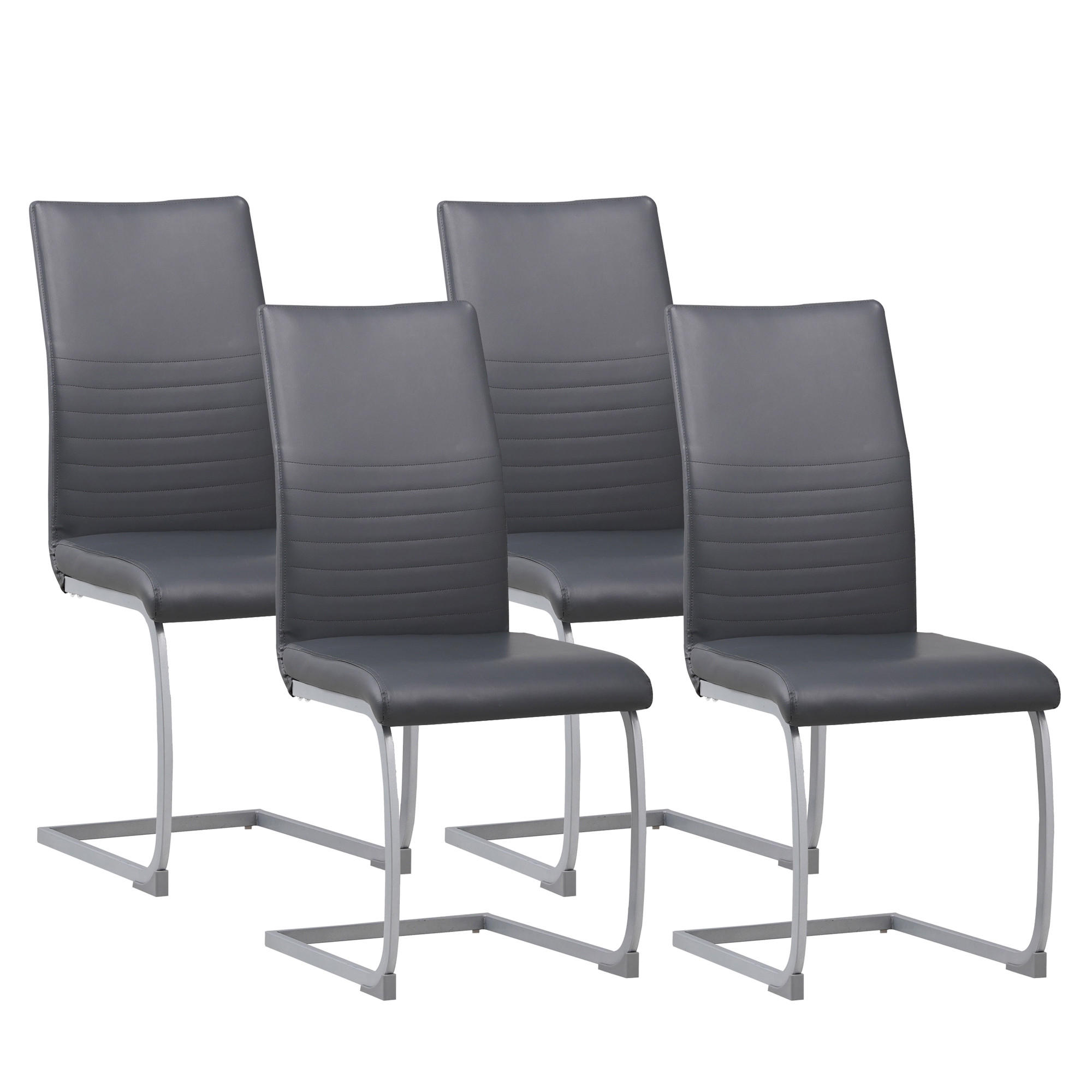 FREISCHWINGER MURANO, 4er Set, grau, kunstleder - Grau, Metall (45/99/59cm) - Albatros