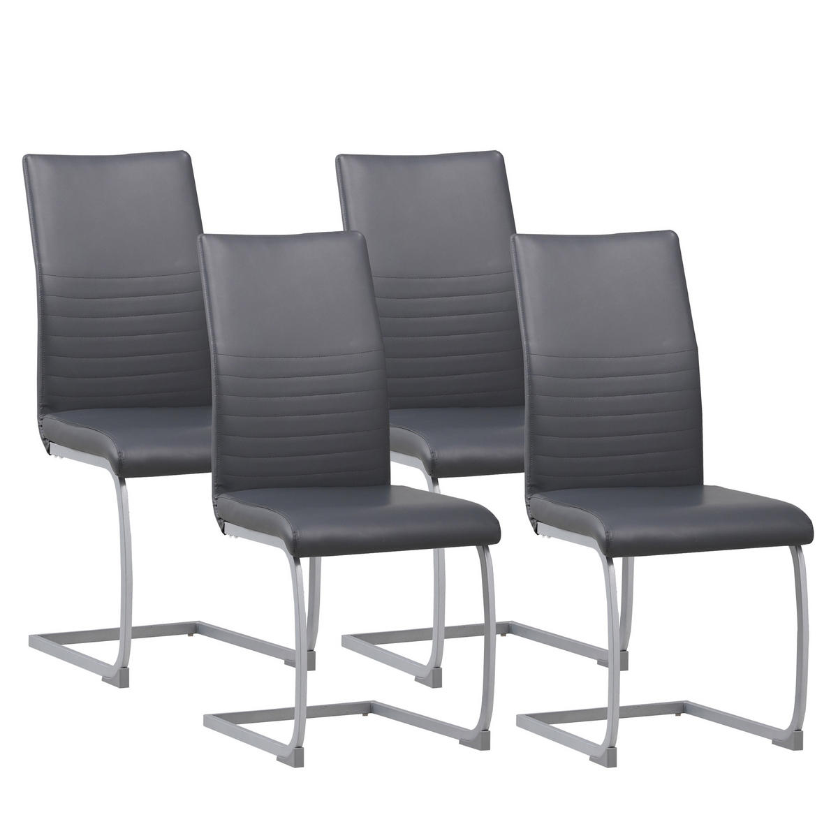 FREISCHWINGER MURANO, 4er Set, grau, kunstleder - Grau, Metall (45/99/59cm) - Albatros