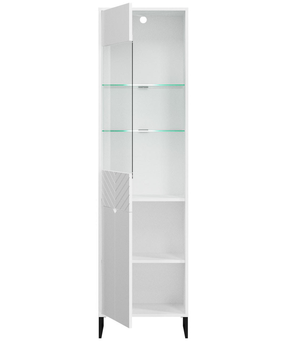 VITRINE Caseres weiß | schwarz 50 / 38 / 184cm - Schwarz/Weiß, Holz/Holzwerkstoff (50/184/38cm) - Feldmann-Wohnen