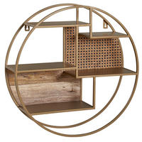 WANDREGAL Rattan Massivholz Metall Industrial Stil mit 5 Ablagen - Braun, Holz/Metall (62/17/62cm) - KADIMA DESIGN