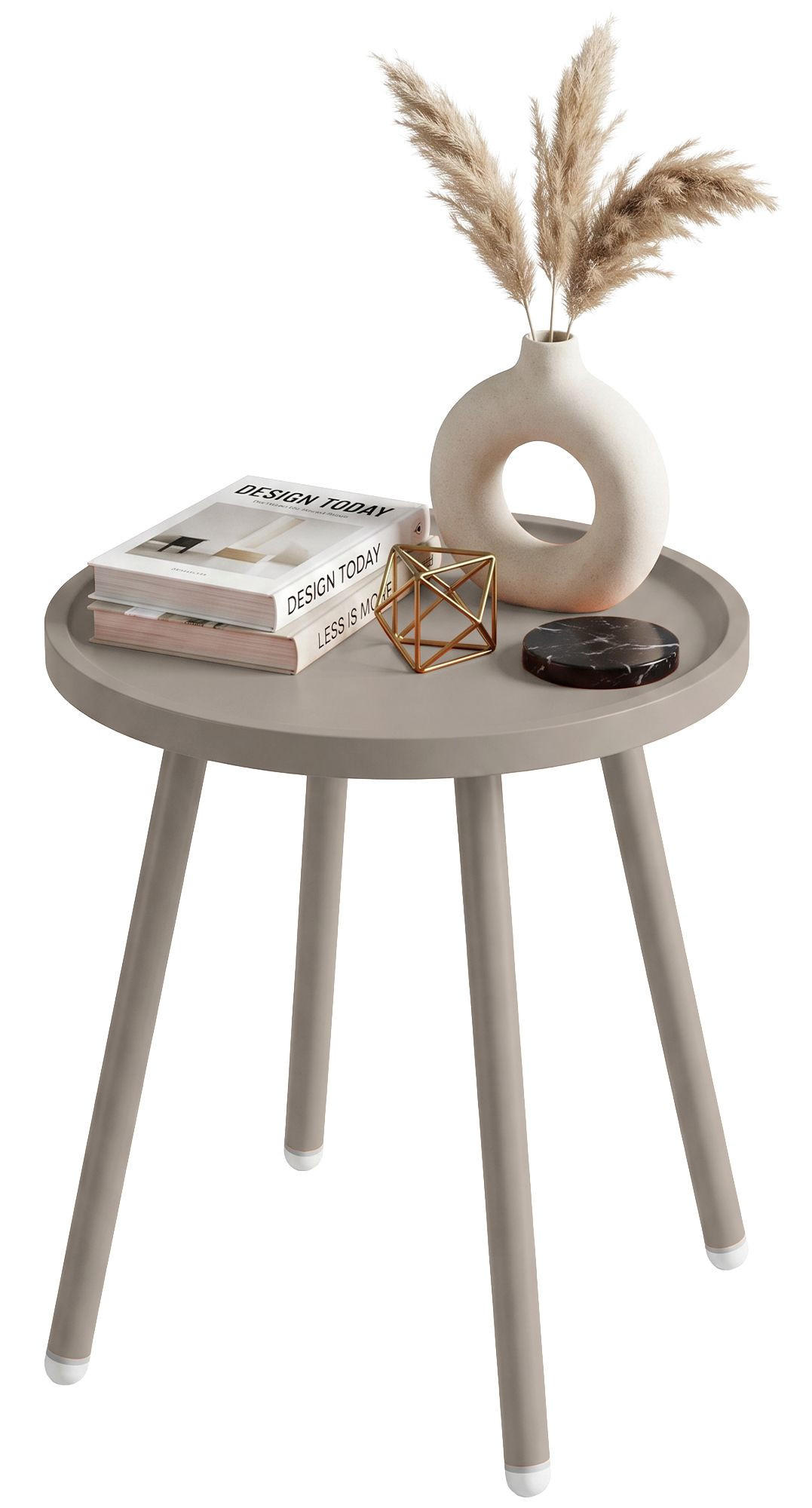 BEISTELLTISCH rund 40 cm Kunststoff Taupe - Taupe, Kunststoff/Metall (40/40/45cm) - CLP