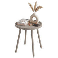 BEISTELLTISCH rund 40 cm Kunststoff Taupe - Taupe, Kunststoff/Metall (40/40/45cm) - CLP
