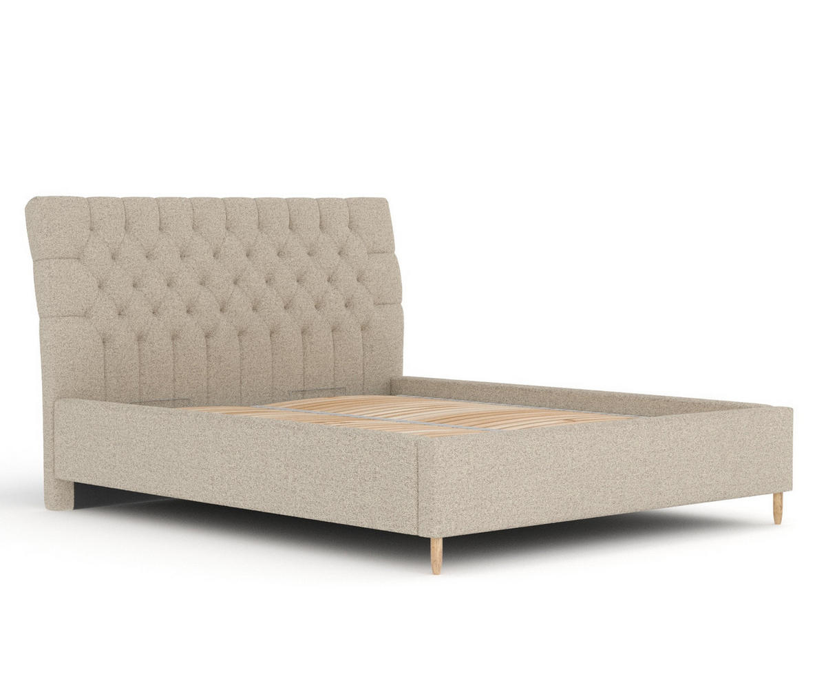 POLSTERBETT Vezzola Beige 120/200 cm im Webstoff - Beige/Naturfarben, Holz/Holzwerkstoff (120/200cm) - Maison de Reve