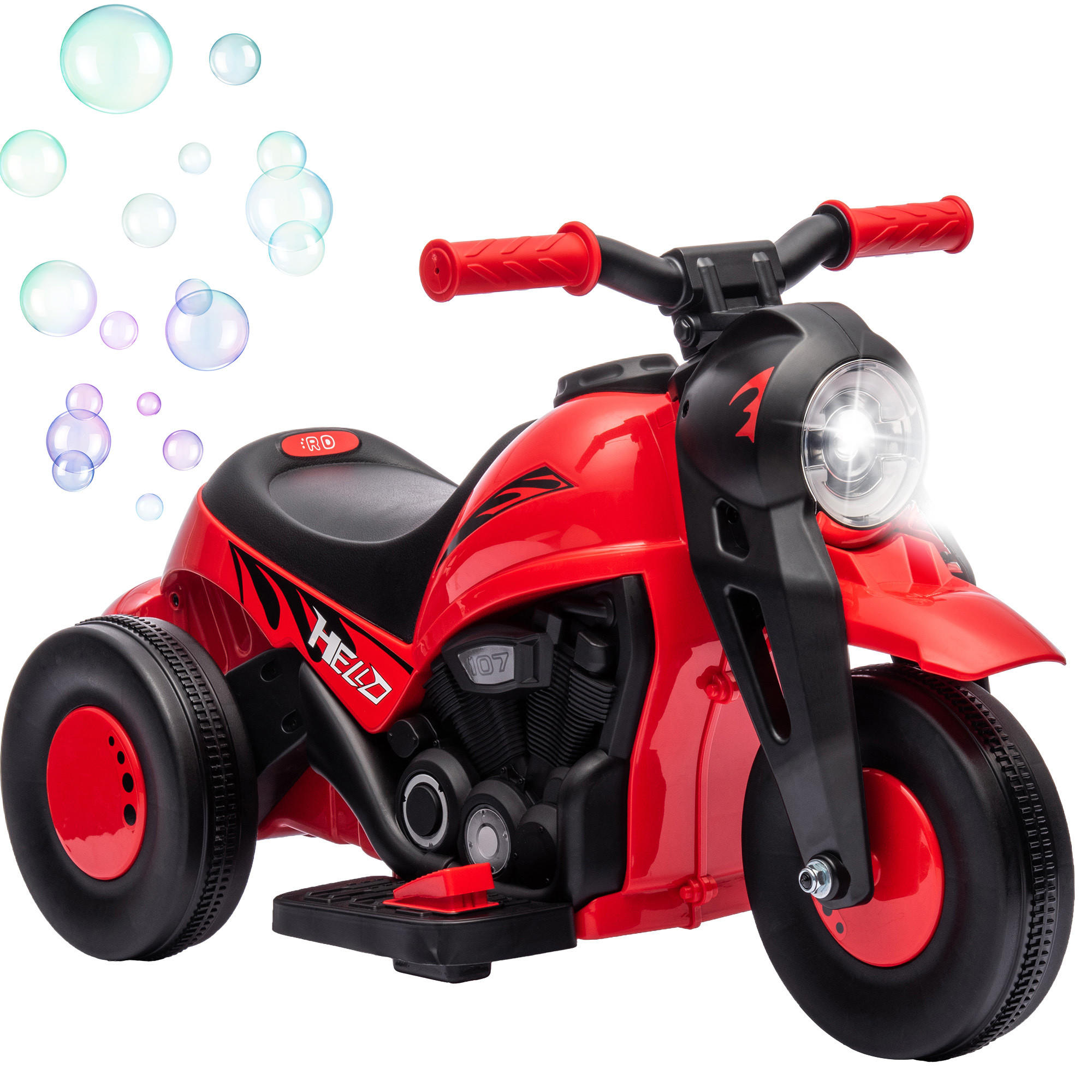 ELEKTRO-MOTORRAD DE-06159 6V mit Musik und Blasen Blau - Rot, Kunststoff/Metall (80/36/43.5cm) - ComfortXL