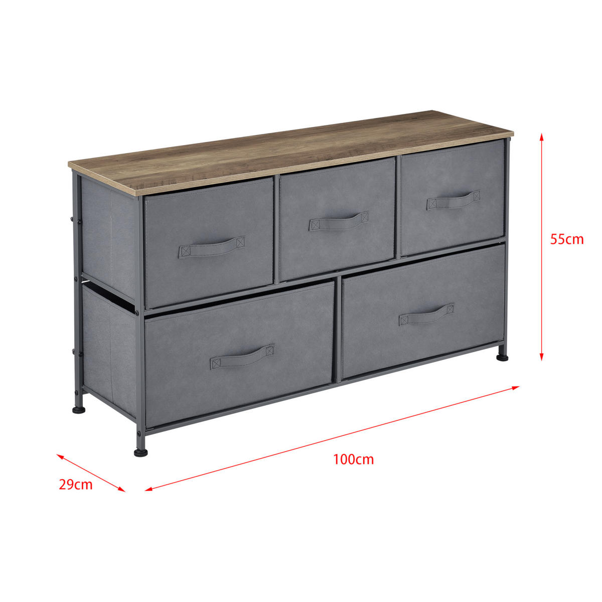 KOMMODE - Braun/Grau, Holzwerkstoff/Textil (100/55/29cm) - pro.tec