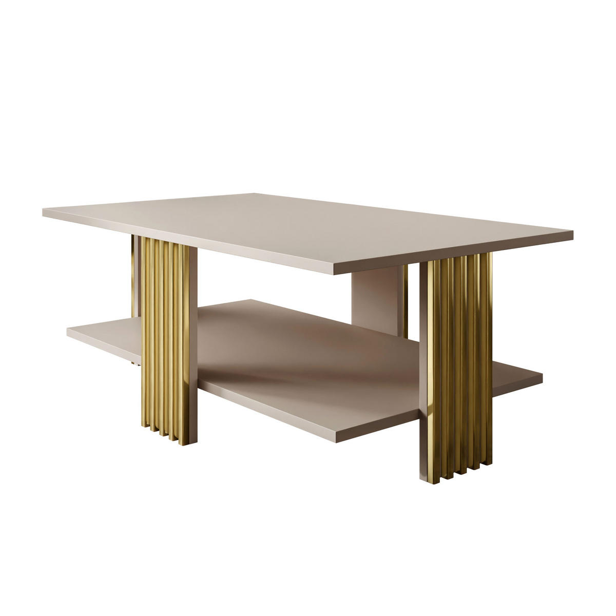 COUCHTISCH SAPHIRA GOLD mit Ablageboden, Kaschmir Matt - Kaschmir, Holzwerkstoff (60/100/40cm) - Lookway