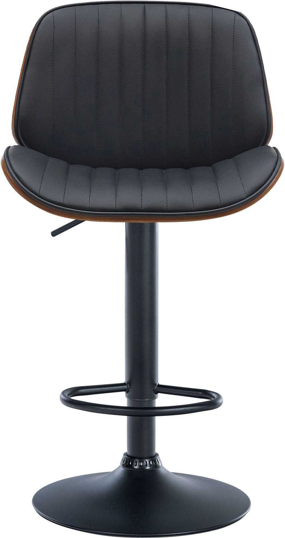 BARHOCKER Nova 90-111x49,5x50 cm Walnuss/Schwarz - Nussbaumfarben, Leder (49.5/90/50cm) - furnicato
