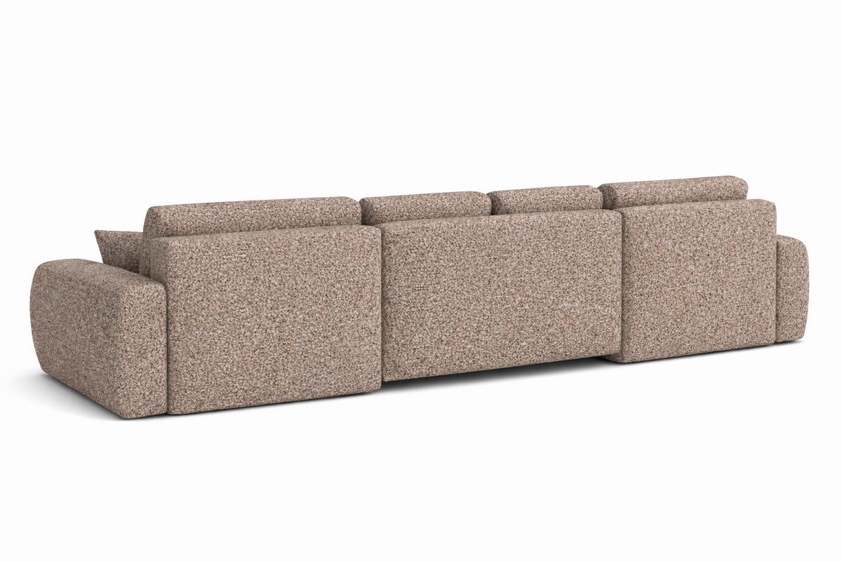 ECKSOFA Mit Schlaffunktion Und Bettkasten U-Form Ivo U, Chenillestoff Artico, Beige - Beige, Holz (342/142cm) - Kaiser Möbel