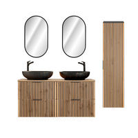 BADMÖBEL 120.6cm Gaia 2er-Set Holz in Eichenoptik und Schwarz - Schwarz, Holzwerkstoff (120.6/59/46cm) - Petits-meubles