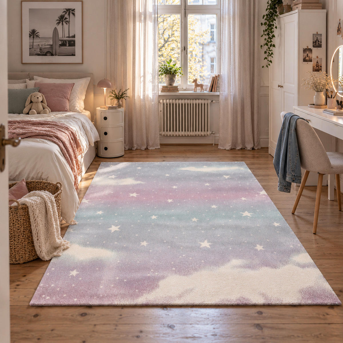 KINDER TEPPICH MAUI KIDS WOLKENHIMMEL - Rosa, Textil (140/200cm) - Pergamon