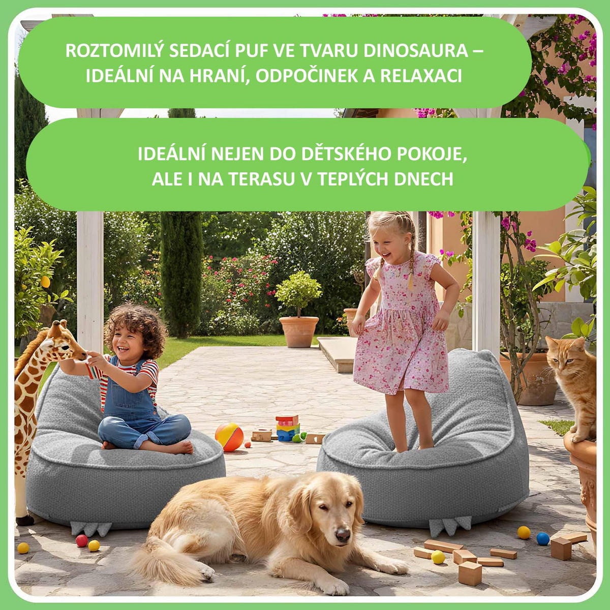 SITZSACK FÜR KINDER Dino 75/75/55 cm, weicher Bouclé 315 g/m², abnehmbarer Bezug, Pearl Grey - Hellgrau, Textil (75/55/75cm) - Dreamroots