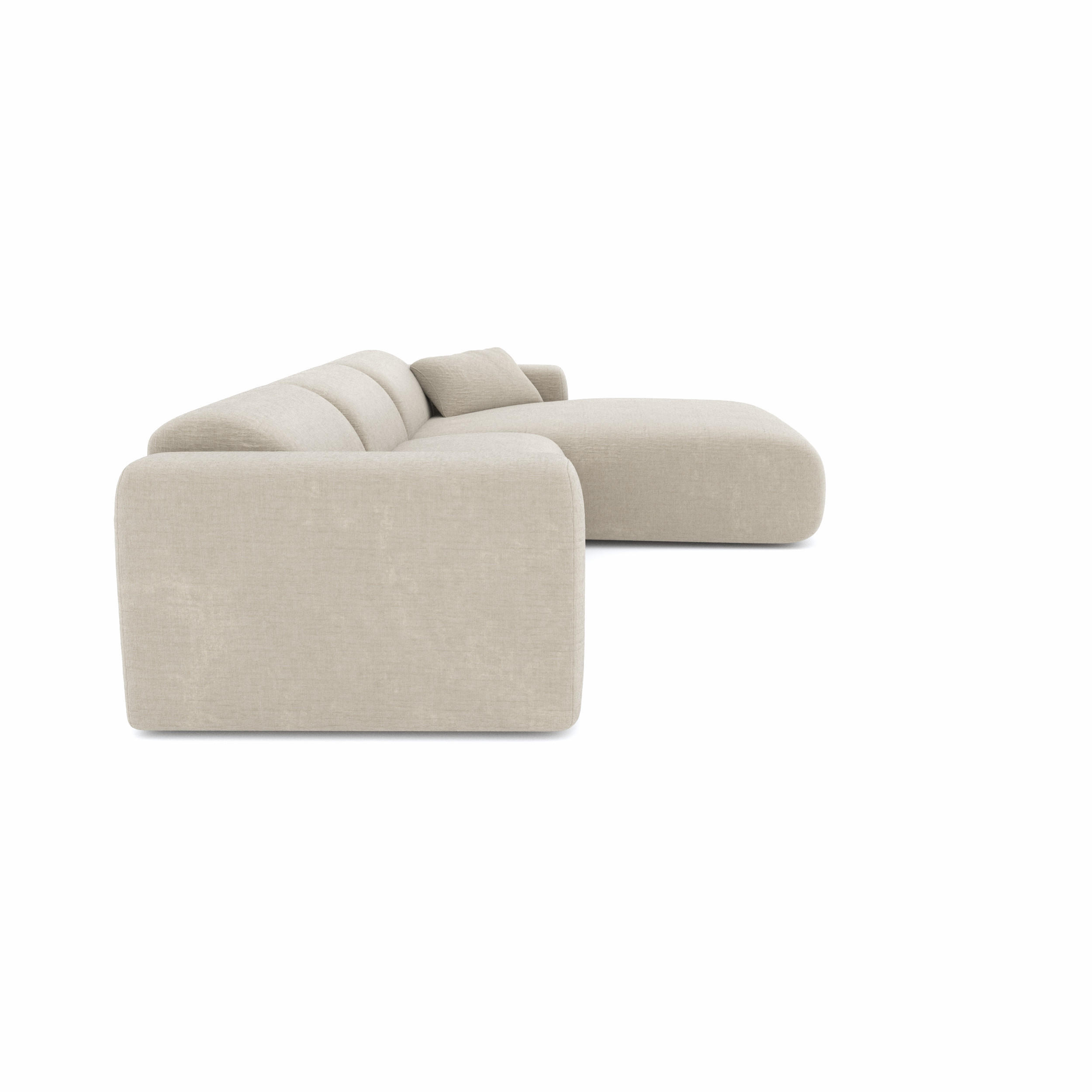 ECKSOFA RECHTS Texturierter Samt Beige 280cm - Beige, Textil (280/95cm) - Sia Home