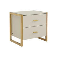 NACHTTISCH mit 2 Schubladen - MDF - Beige & Goldfarben - OMBRELIA - Beige, Holz (40/50/50cm) - Pascal Morabito