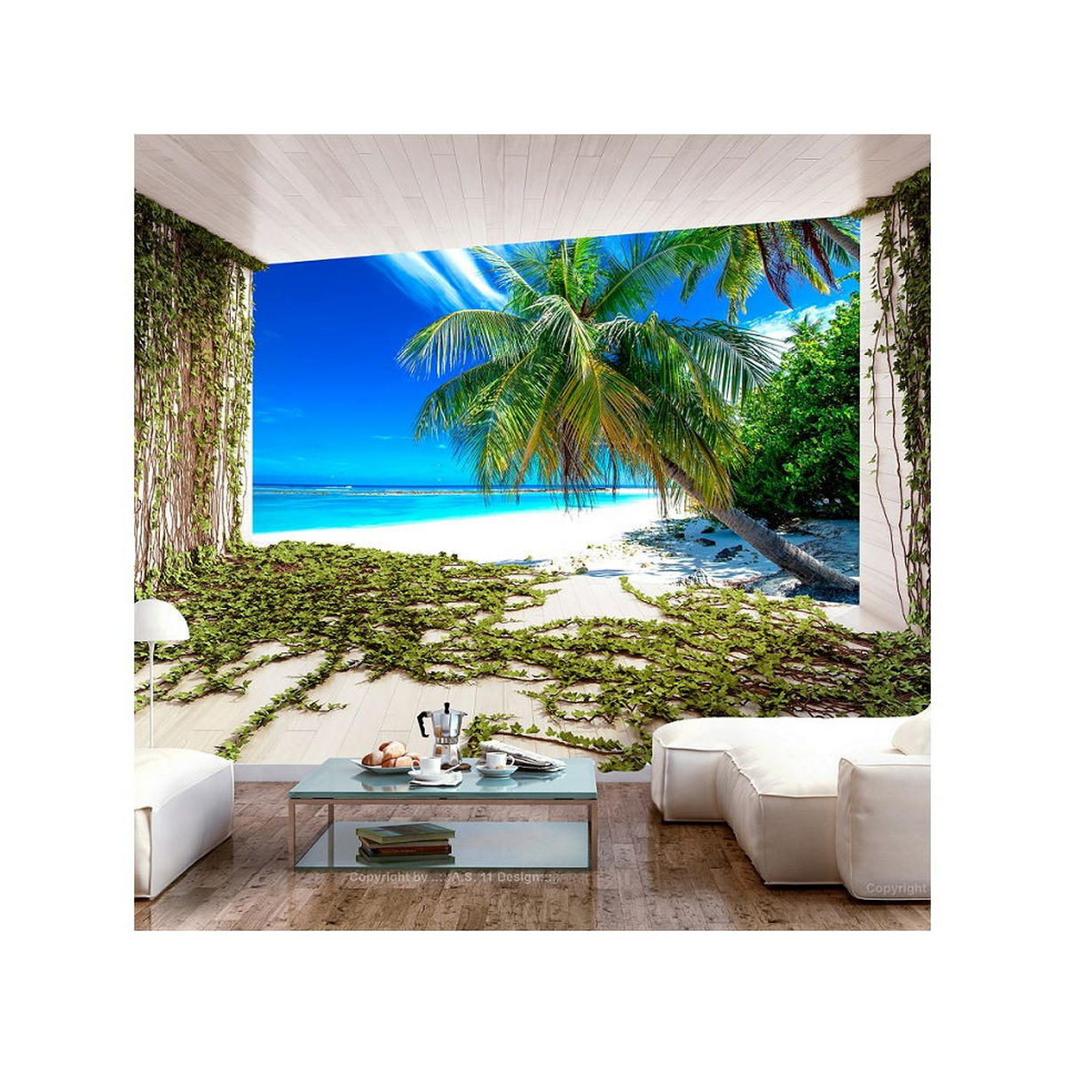 SELBSTKLEBENDE FOTOTAPETE Blau 245x175cm - Blau/Grün, Textil (245/1cm) - KUNSTLOFT