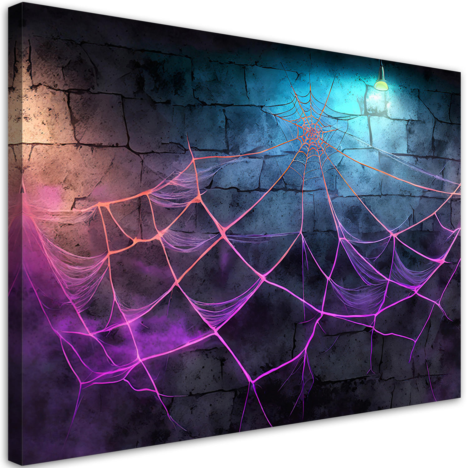 WANDBILD spinnennetz neon abstraktion - Lila, Textil (60/40cm) - Feeby