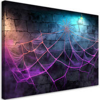 WANDBILD spinnennetz neon abstraktion - Lila, Textil (60/40cm) - Feeby