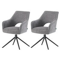 ESSZIMMERSTUHL THOMAS-ANNA 2er-Set 360°drehbar - Schwarz/Grau, Textil (57/87/63cm) - DUBI Möbel