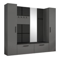 GARDEROBENSCHRANK MODULO 241,2/204/40 cm Modern Garderobe-Set Grau - Schwarz/Grau, Holzwerkstoff (241.2/204/40cm) - MASSENO