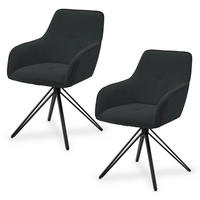 DREHSTUHL Clyde mit Armlehne cord dunkelgrau (2er-Set) - Dunkelgrau, Textil (57/85/61cm) - Juskys