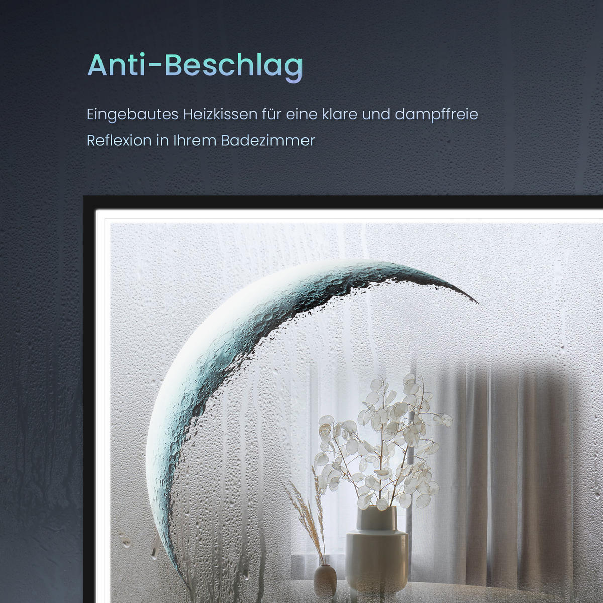 BADSPIEGEL mit Beleuchtung Schwarzer Rahmen 50/50 cm - Schwarz, Glas (50/4.5/50cm) - EMKE