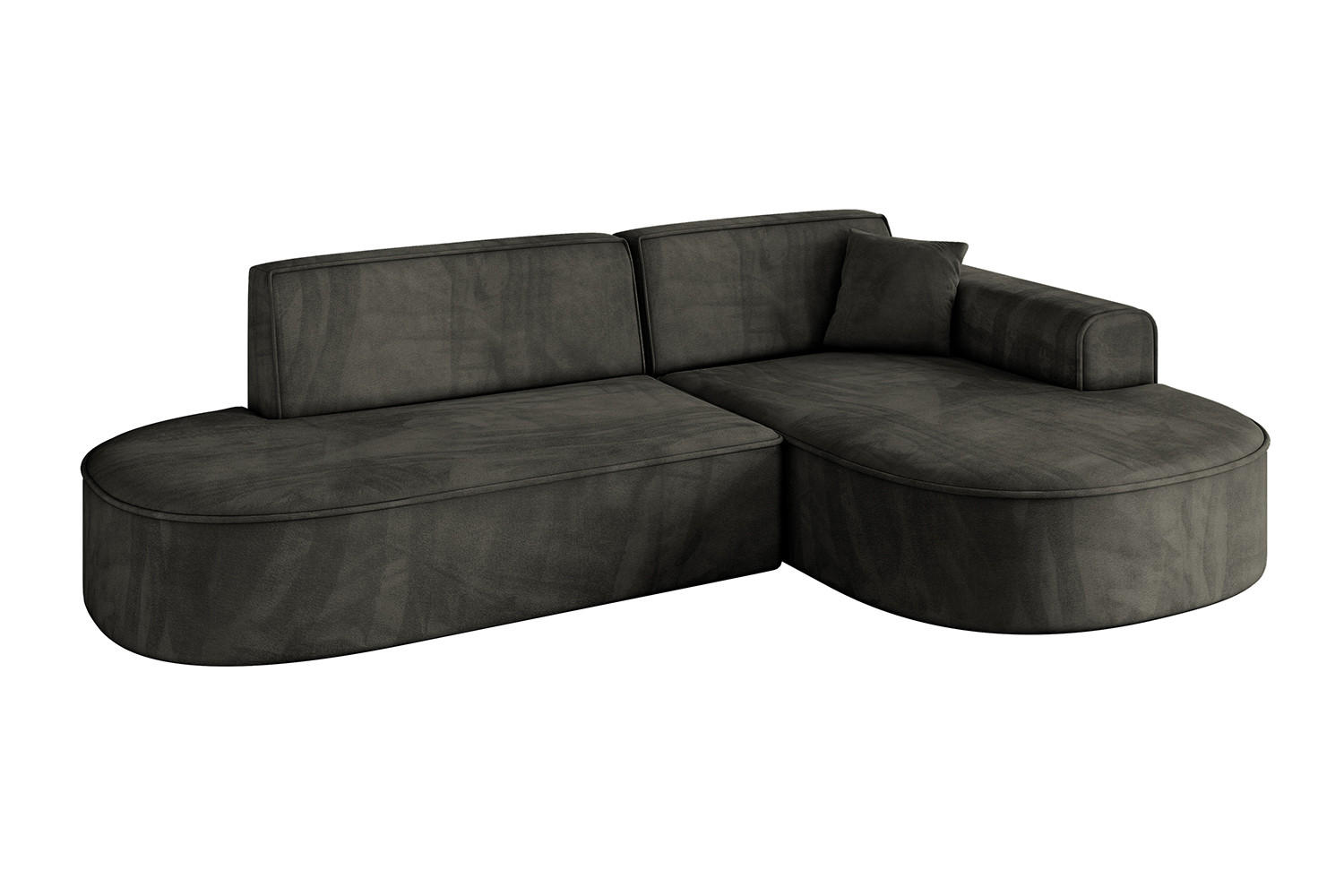 ECKSOFA Ottomane Rechts MARI-L1 - 243x171x79 cm Schwarz Velours - Schwarz, Holzwerkstoff/Kunststoff (171/243cm) - ALTDECOR