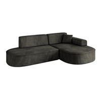 ECKSOFA Ottomane Rechts MARI-L1 - 243x171x79 cm Schwarz Velours - Schwarz, Holzwerkstoff/Kunststoff (171/243cm) - ALTDECOR