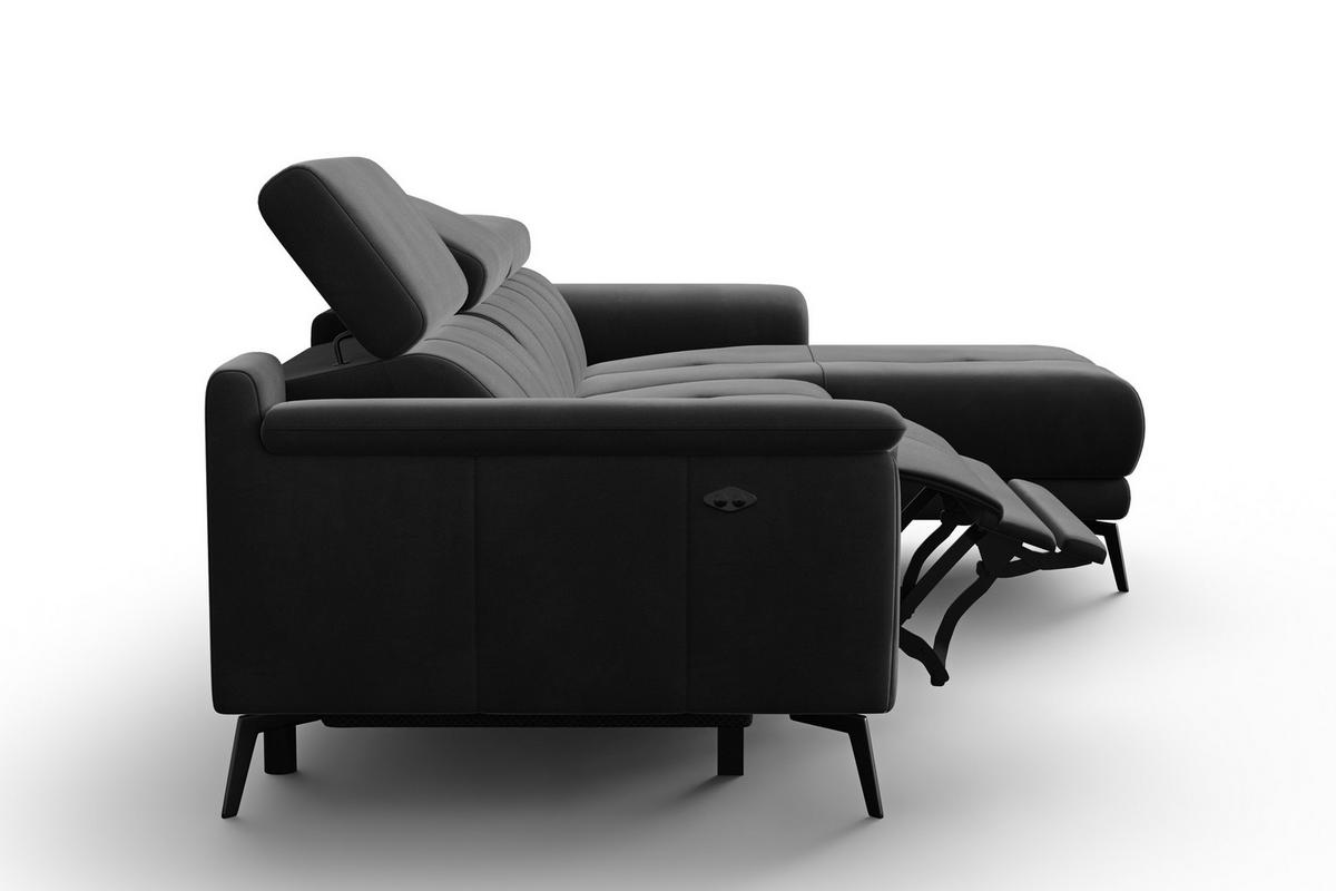 ECKSOFA FIERO 4-Sitzer RECHTS, Schwarzer Veloursstoff - Schwarz, Holz/Textil (288/170cm) - Courtois Laville