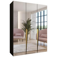 DREHTÜRENSCHRANK 202/150/52 3-türig - Goldfarben/Schwarz, Holz/Metall (150/202/52cm) - Abiks Möbel