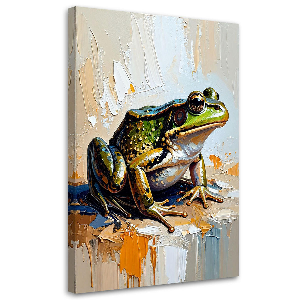 LEINWANDBILD Grüner Frosch 40x60cm - Grün, Textil (40/60cm) - Feeby