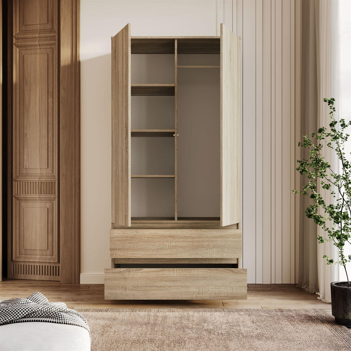 SCHRANK HANA SS-90 Sonoma Eiche - Sonoma Eiche, Holzwerkstoff (90/180/50cm) - Lookway