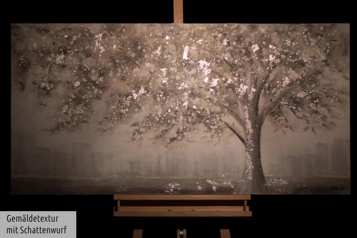 ACRYLBILD HANDGEMALT 120/60 cm - Weiß/Grau, Holz/Textil (120/60cm) - KUNSTLOFT