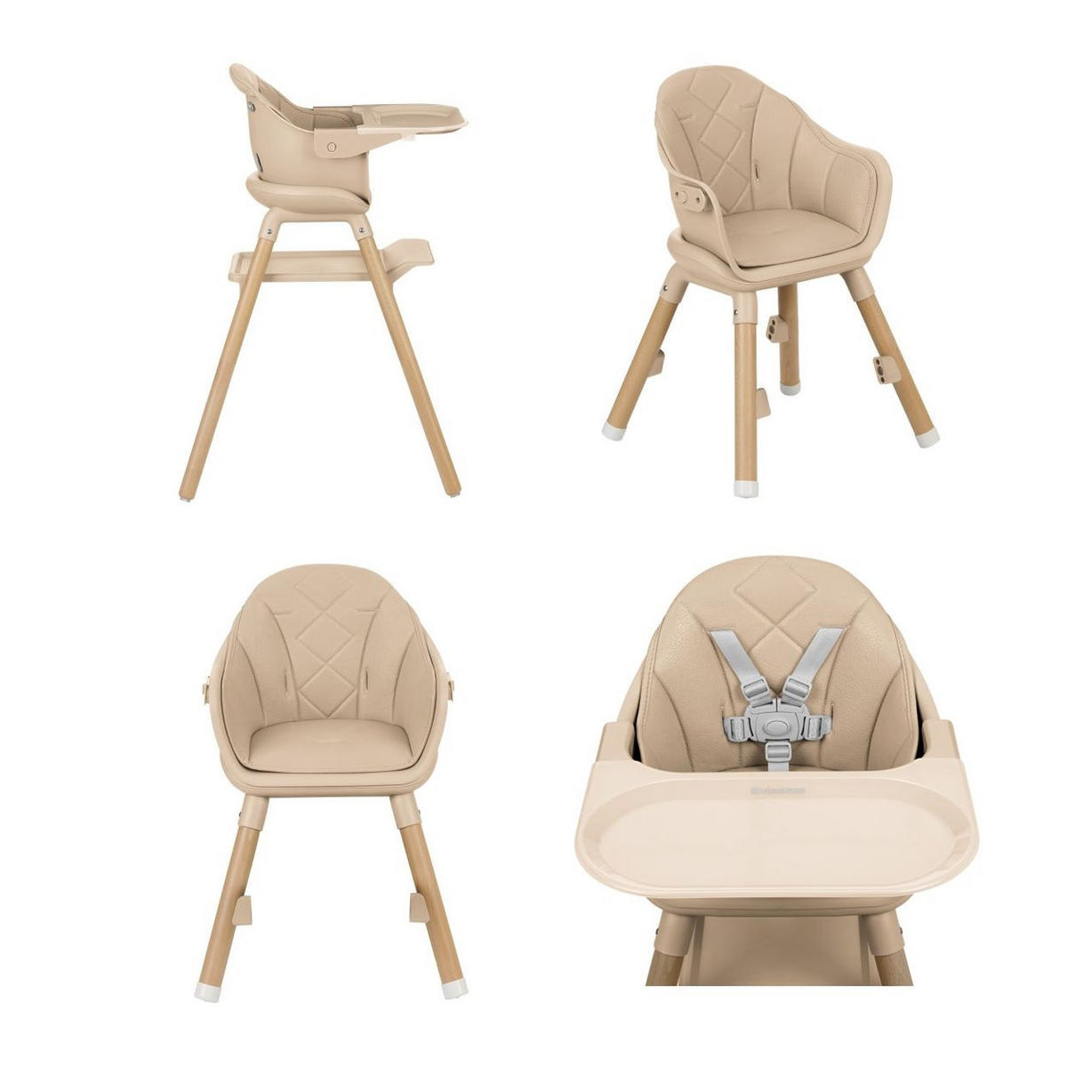 HOCHSTUHL Woody 3 in 1 beige Holzbeine Kinderstuhl Fußstütze Tablett - Beige, Kunststoff (57/90/62cm) - Kikka boo