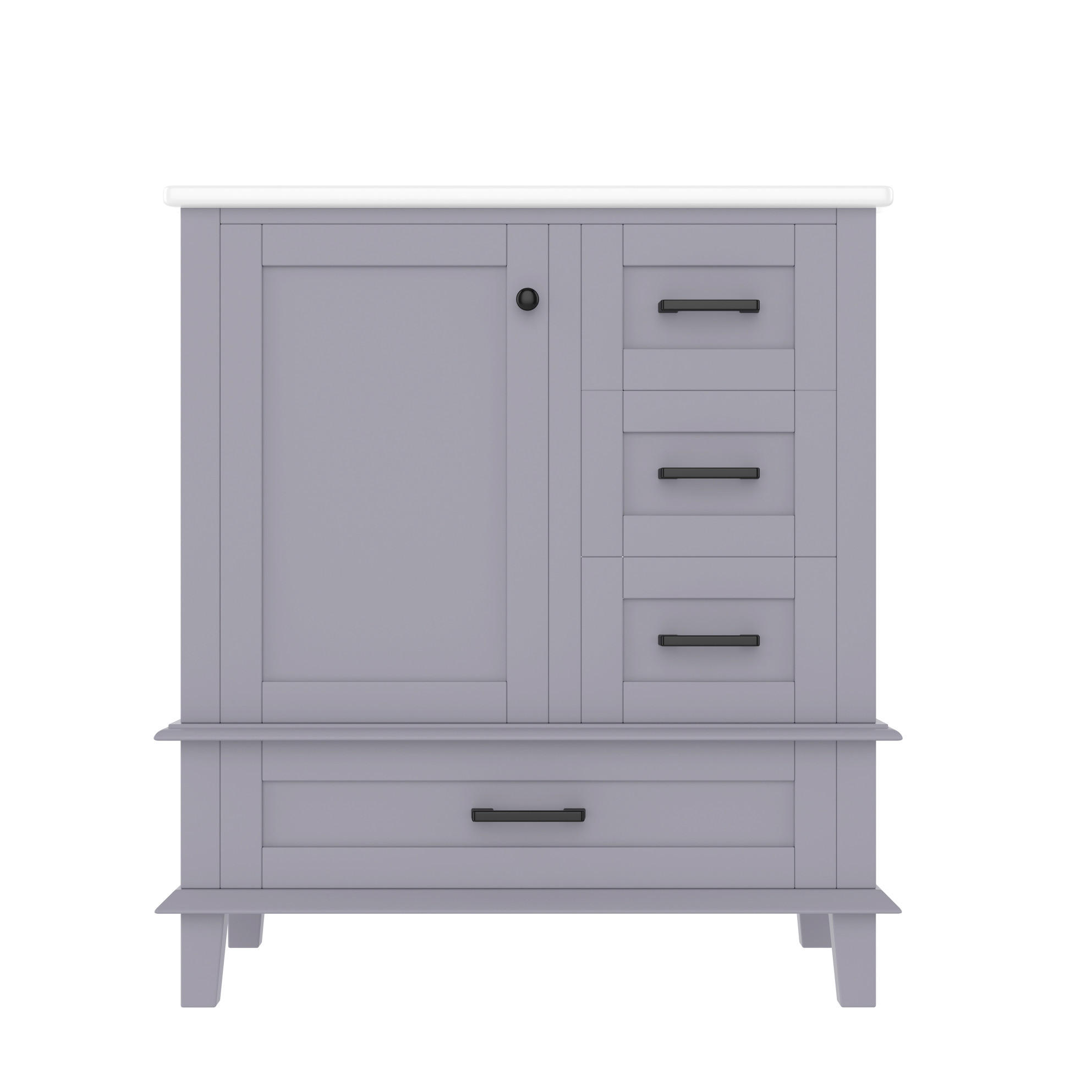 WASCHTISCHKOMBI 76/46/83,5 cm Grau aus Keramik und MDF mit integriertem Keramikwaschbecken - Grau, Holzwerkstoff (76/83.5/46cm) - OKMYHOME