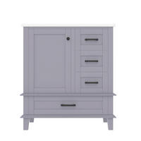 WASCHTISCHKOMBI 76/46/83,5 cm Grau aus Keramik und MDF mit integriertem Keramikwaschbecken - Grau, Holzwerkstoff (76/83.5/46cm) - OKMYHOME