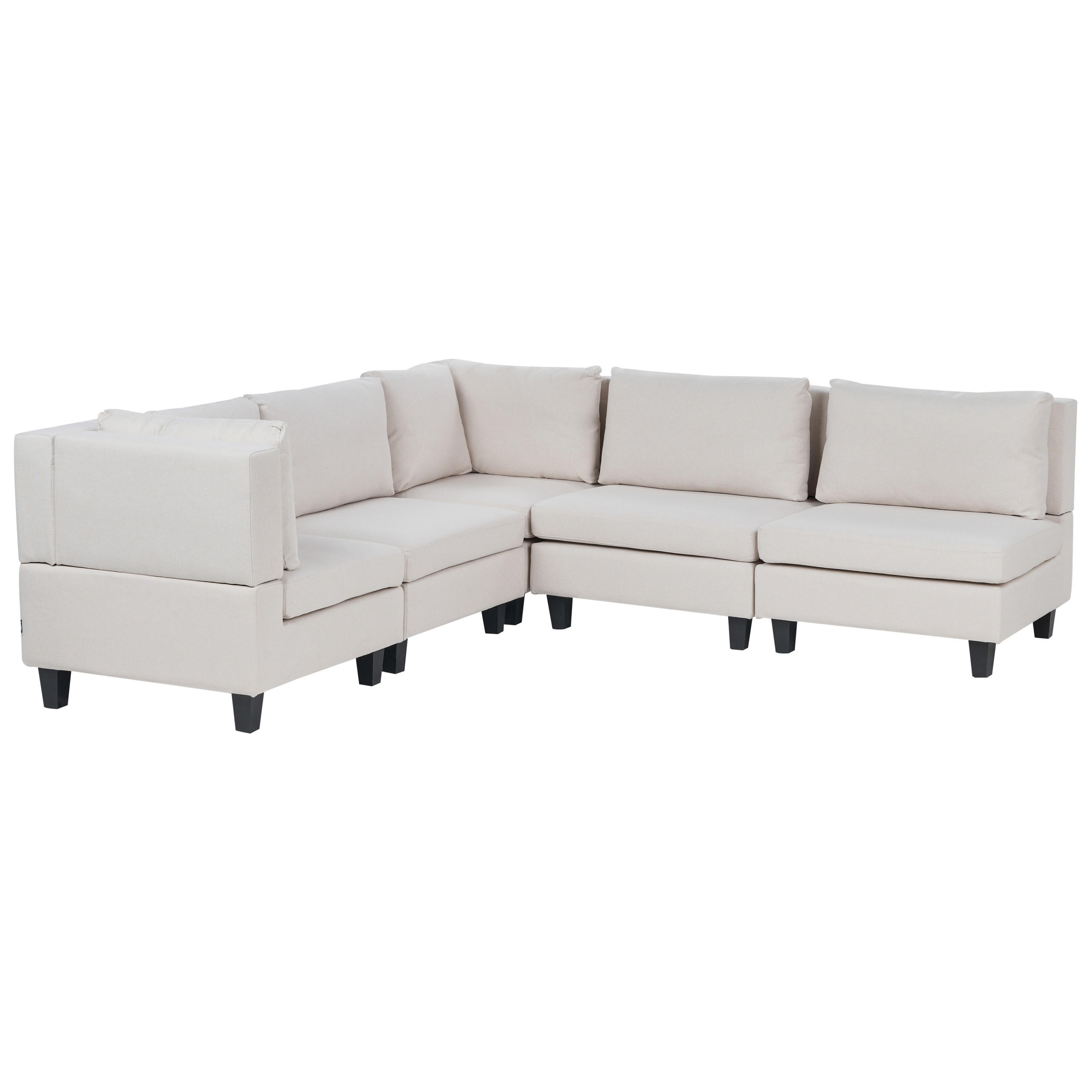 ECKFSOFA Modul 5-Sitzer rechtsseitig Hellbeige Stoff Unstad - Beige/Schwarz, Textil (228/228cm) - Beliani