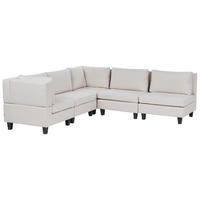 ECKFSOFA Modul 5-Sitzer rechtsseitig Hellbeige Stoff Unstad - Beige/Schwarz, Textil (228/228cm) - Beliani