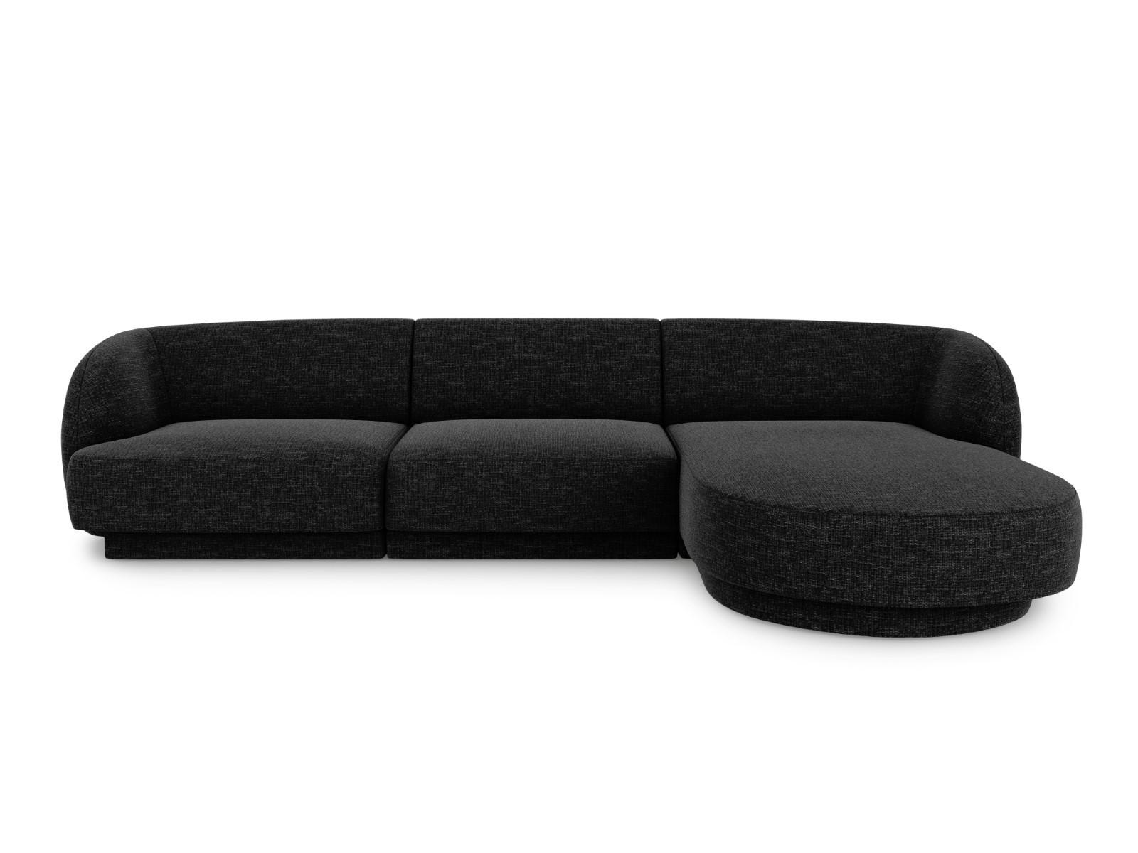 ECKSOFA rechts Miley aus Chenille-Stoff schwarz 4 Sitzplätze - Schwarz, Textil (156/255cm) - Micadoni